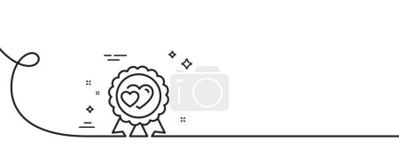Illustration for Love award line icon. Continuous one line with curl. Valentine day medal sign. Couple relationships symbol. Love award single outline ribbon. Loop curve pattern. Vector - Royalty Free Image