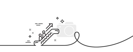 Illustration for Escalator line icon. Continuous one line with curl. Elevator sign. Shopping stairway symbol. Escalator single outline ribbon. Loop curve pattern. Vector - Royalty Free Image