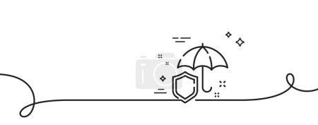 Ilustración de Icono de línea de paraguas. Continuo una línea con rizo. Señal de defensa contra la lluvia. Símbolo seguro. Paraguas cinta de un solo contorno. Patrón de curva de bucle. Vector - Imagen libre de derechos