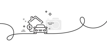 Illustration for Charging station line icon. Continuous one line with curl. Home car charger sign. Electric power symbol. Home charging single outline ribbon. Loop curve pattern. Vector - Royalty Free Image