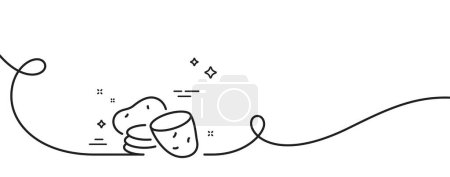 Illustration for Potato line icon. Continuous one line with curl. Vegetable food sign. Diet nutrition symbol. Potato single outline ribbon. Loop curve pattern. Vector - Royalty Free Image