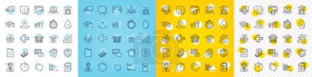 Illustration for Vector icons set of Analysis graph, Smartphone protection and Greenhouse line icons pack for web with Smile face, Oil serum, Squad outline icon. Horizontal chart, Left arrow, Pin pictogram. Vector - Royalty Free Image