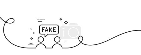 Illustration for Fake information line icon. Continuous one line with curl. Social propaganda sign. Wrong truth symbol. Fake information single outline ribbon. Loop curve pattern. Vector - Royalty Free Image