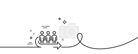 Illustration for Queue line icon. Continuous one line with curl. People waiting sign. Direction arrow symbol. Queue single outline ribbon. Loop curve pattern. Vector - Royalty Free Image