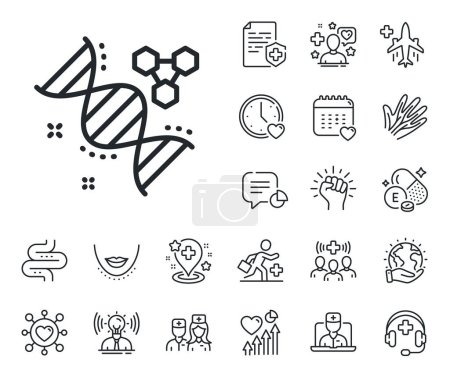Illustration for Laboratory analysis sign. Online doctor, patient and medicine outline icons. Chemistry dna line icon. Chemical formula symbol. Chemistry dna line sign. Vector - Royalty Free Image