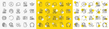 Illustration for Outline Smartphone recovery, Medical support and Identification card line icons pack for web with Electric bike, Correct answer, Electricity line icon. Smartphone clean, Communication. Vector - Royalty Free Image