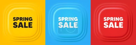 Illustration for Spring Sale tag. Neumorphic offer banners. Special offer price sign. Advertising Discounts symbol. Spring sale podium background. Product infographics. Vector - Royalty Free Image