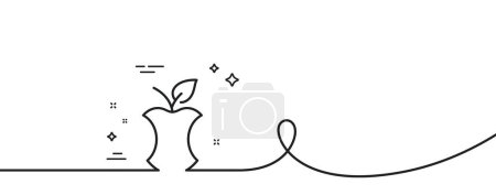 Illustration for Organic waste line icon. Continuous one line with curl. Apple core sign. Leftover food products symbol. Organic waste single outline ribbon. Loop curve pattern. Vector - Royalty Free Image