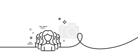 Illustration for Group of Women line icon. Continuous one line with curl. Human communication symbol. Teamwork sign. Women Group single outline ribbon. Loop curve pattern. Vector - Royalty Free Image
