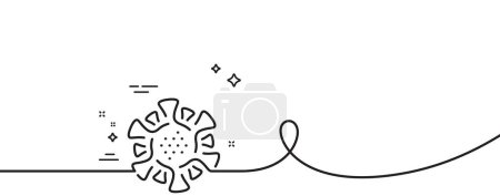 Illustration for Coronavirus line icon. Continuous one line with curl. Covid virus sign. Danger infection symbol. Coronavirus single outline ribbon. Loop curve pattern. Vector - Royalty Free Image