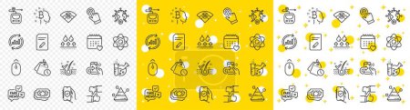 Illustration for Outline Cursor, Security app and 5g wifi line icons pack for web with Pyramid chart, Fake news, Share call line icon. Healthcare calendar, Anti-dandruff flakes, Metro pictogram icon. Vector - Royalty Free Image