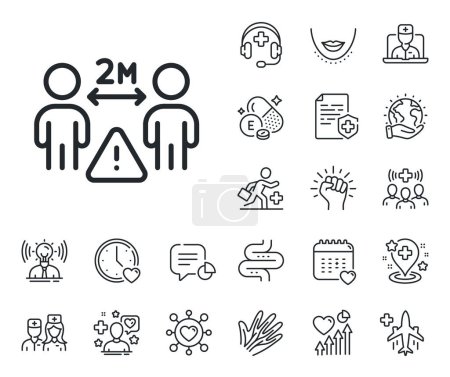 Illustration for People isolation sign. Online doctor, patient and medicine outline icons. Social distance line icon. Prevention rules symbol. Social distance line sign. Vector - Royalty Free Image