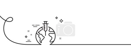 Illustration for Pandemic vaccine line icon. Continuous one line with curl. Corona syringe sign. Covid jab symbol. Pandemic vaccine single outline ribbon. Loop curve pattern. Vector - Royalty Free Image