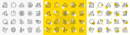 Illustration for Outline Quiz, Electricity plug and Rfp line icons pack for web with Timer, 5g internet, Electricity power line icon. Currency rate, Capsule pill, 360 degrees pictogram icon. Dice. Vector - Royalty Free Image