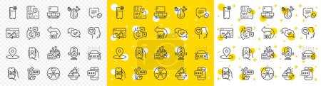 Illustration for Outline Flight mode, Sleep and Refrigerator line icons pack for web with Dirty water, Inspect, 360 degrees line icon. Fake internet, Approved, Phone password pictogram icon. Vector - Royalty Free Image