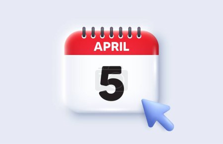 Illustration for 5th day of the month icon. Calendar date 3d icon. Event schedule date. Meeting appointment time. 5th day of April month. Calendar event reminder date. Vector - Royalty Free Image