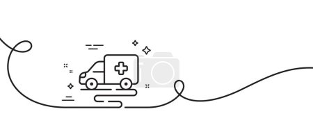 Illustration for Ambulance transport line icon. Continuous one line with curl. Patient transportation sign. Emergency service symbol. Ambulance transport single outline ribbon. Loop curve pattern. Vector - Royalty Free Image