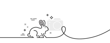 Illustration for Animal tested line icon. Continuous one line with curl. Bio cosmetics sign. Fair trade symbol. Animal tested single outline ribbon. Loop curve pattern. Vector - Royalty Free Image
