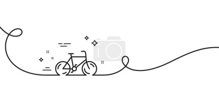 Illustration for Bicycle transport line icon. Continuous one line with curl. Bike public transportation sign. Driving symbol. Bicycle single outline ribbon. Loop curve pattern. Vector - Royalty Free Image