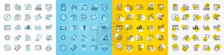 Illustration for Vector icons set of Market, Upper arrows and Banking money line icons pack for web with Discount, Deflation, Bid offer outline icon. Fast payment, Wallet, Sale gift pictogram. Vector - Royalty Free Image