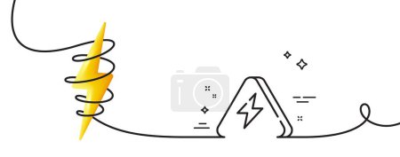 Illustration for Power line icon. Continuous one line with curl. Flash electric energy sign. Lightning bolt symbol. Lightning bolt single outline ribbon. Loop curve with energy. Vector - Royalty Free Image