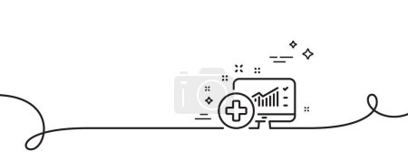 Illustration for Medical analytics line icon. Continuous one line with curl. Hospital statistics sign. Medical analytics single outline ribbon. Loop curve pattern. Vector - Royalty Free Image