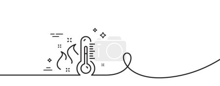 Illustration for High thermometer line icon. Continuous one line with curl. Temperature diagnostic sign. Fever measuring symbol. High thermometer single outline ribbon. Loop curve pattern. Vector - Royalty Free Image