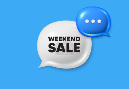 Weekend Sale tag. Text box speech bubble 3d icons. Special offer price sign. Advertising Discounts symbol. Weekend sale chat offer. Speech bubble banner. Text box balloon. Vector
