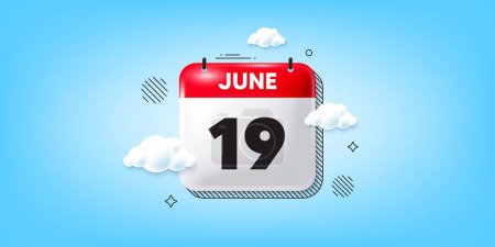 Illustration for Calendar date of June 3d icon. 19th day of the month icon. Event schedule date. Meeting appointment time. 19th day of June. Calendar month date banner. Day or Monthly page. Vector - Royalty Free Image