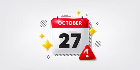 Illustration for Calendar date of October 3d icon. 27th day of the month icon. Event schedule date. Meeting appointment time. 27th day of October. Calendar month date banner. Day or Monthly page. Vector - Royalty Free Image