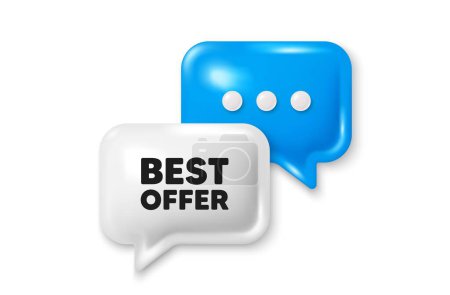 Illustration for Best offer tag. Chat speech bubble 3d icon. Special price Sale sign. Advertising Discounts symbol. Best offer chat offer. Speech bubble banner. Text box balloon. Vector - Royalty Free Image