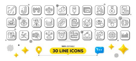 Illustration for Bromine mineral, Grow plant and Furniture line icons pack. 3d design elements. Grill time, Bar diagram, Ice cream web icon. Justice scales, Laptop, Moisturizing cream pictogram. Vector - Royalty Free Image