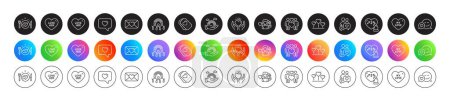 Illustration for Love couple, My love and Genders line icons. Round icon gradient buttons. Pack of Lgbt, Hold heart, Inclusion icon. Dating chat, Romantic dinner, Dating pictogram. Valentine. Vector - Royalty Free Image