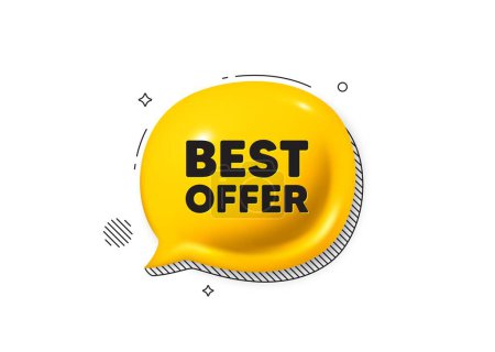 Illustration for Best offer tag. Comic speech bubble 3d icon. Special price Sale sign. Advertising Discounts symbol. Best offer chat offer. Speech bubble comic banner. Discount balloon. Vector - Royalty Free Image