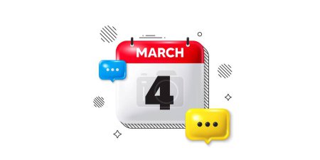 Illustration for Calendar date of March 3d icon. 4th day of the month icon. Event schedule date. Meeting appointment time. 4th day of March. Calendar month date banner. Day or Monthly page. Vector - Royalty Free Image