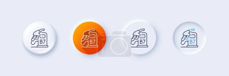 Diesel station line icon. Neumorphic, Orange gradient, 3d pin buttons. Filling station sign. B7 liquid fuel symbol. Line icons. Neumorphic buttons with outline signs. Vector