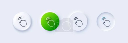 Touchpoint-Zeilensymbol. Neumorph, Grüner Farbverlauf, 3D-Pinknöpfe. Klicken Sie hier unterschreiben. Touch-Technologie-Symbol. Zeilensymbole. Neumorphe Knöpfe mit Umrissen. Vektor