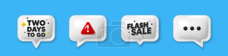 Illustration for Offer speech bubble 3d icons. 2 days to go tag. Special offer price sign. Advertising discounts symbol. 2 days to go chat offer. Flash sale, danger alert. Text box balloon. Vector - Royalty Free Image