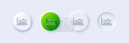 Illustration for Line chart icon. Neumorphic, Green gradient, 3d pin buttons. Financial growth graph sign. Stock exchange symbol. Line icons. Neumorphic buttons with outline signs. Vector - Royalty Free Image
