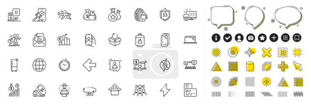 Illustration for Set of Loyalty points, Refrigerator and Euro rate line icons for web app. Design elements, Social media icons. Cyber attack, Laptop, User call icons. Vector - Royalty Free Image