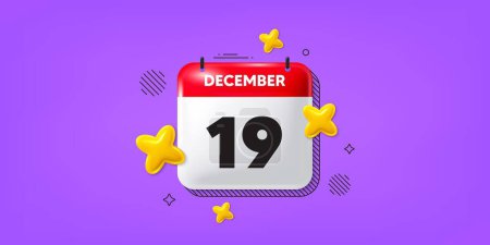 Illustration for Calendar date of December 3d icon. 19th day of the month icon. Event schedule date. Meeting appointment time. 19th day of December. Calendar month date banner. Day or Monthly page. Vector - Royalty Free Image