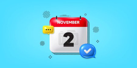 Illustration for Calendar date of November 3d icon. 2nd day of the month icon. Event schedule date. Meeting appointment time. 2nd day of November. Calendar month date banner. Day or Monthly page. Vector - Royalty Free Image