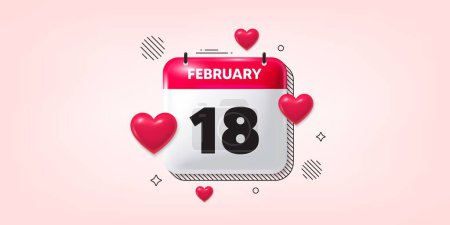 Illustration for Calendar date of February 3d icon. 18th day of the month icon. Event schedule date. Meeting appointment time. 18th day of February. Calendar month date banner. Day or Monthly page. Vector - Royalty Free Image