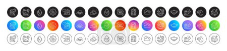 Employees wealth, Accounting and Settings gear line icons. Round icon gradient buttons. Pack of Patient, Charging station, Dermatologically tested icon. Vector