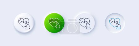 Illustration for Genders line icon. Neumorphic, Green gradient, 3d pin buttons. Inclusion sign. Gender diversity symbol. Line icons. Neumorphic buttons with outline signs. Vector - Royalty Free Image