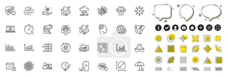Set von Engineering, Accounting und Timer Line Icons für Web-App. Gestaltungselemente, Social-Media-Symbole. Einfrieren, Website-Bildung, Online-Bildung Symbole. Vektor