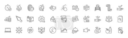 Illustration for Binary code, Candlestick graph and Settings line icons. Pack of Restaurant food, Dermatologically tested, Mouse cursor icon. Healthy food, Swipe up, Collagen skin pictogram. Volunteer. Vector - Royalty Free Image