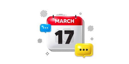 Illustration for Calendar date of March 3d icon. 17th day of the month icon. Event schedule date. Meeting appointment time. 17th day of March. Calendar month date banner. Day or Monthly page. Vector - Royalty Free Image