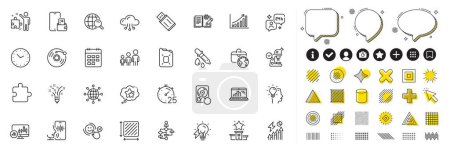 Illustration for Set of Inspiration, Recovery hdd and Vinyl record line icons for web app. Design elements, Social media icons. Graph chart, Candlestick chart, Winner podium icons. Vector - Royalty Free Image