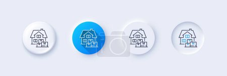 Illustration for Home moving line icon. Neumorphic, Blue gradient, 3d pin buttons. Packing things sign. Delivery service symbol. Line icons. Neumorphic buttons with outline signs. Vector - Royalty Free Image